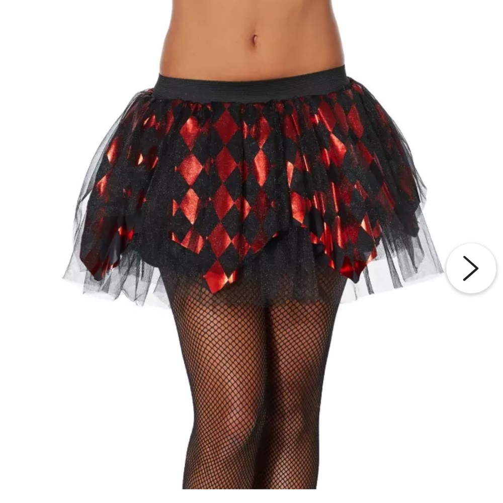 Adult red and black checkered tutu skirt/ stretchy/ side S/M